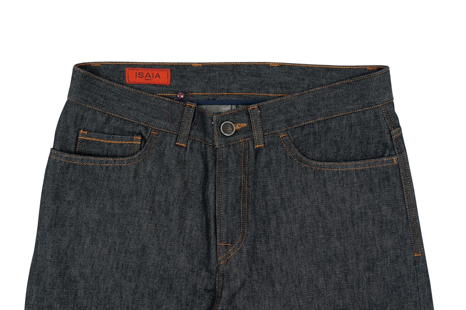 690$ ISAIA NAPOLI Gray Denim 5 Pockets Pant Raw Japanese Cotton 32 US / 48 EU