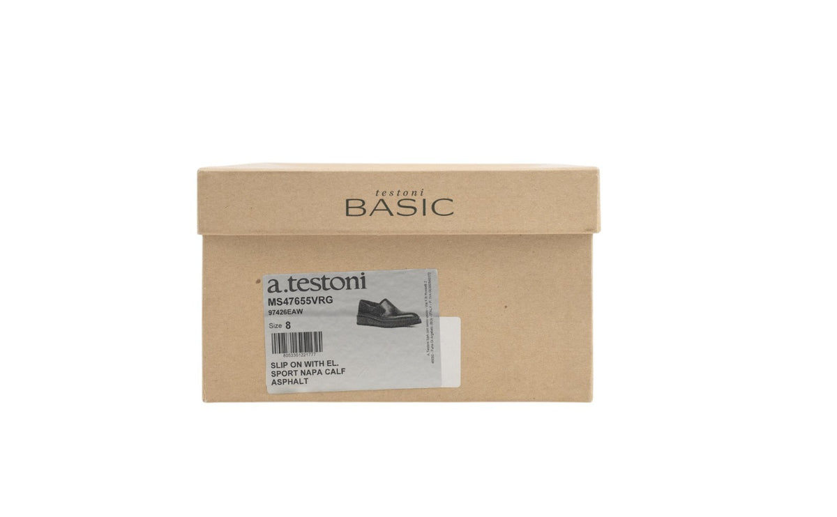 700$ TESTONI Slip On Sport Napa Calf Asphalt 8 UK / 9 US / 42 IT