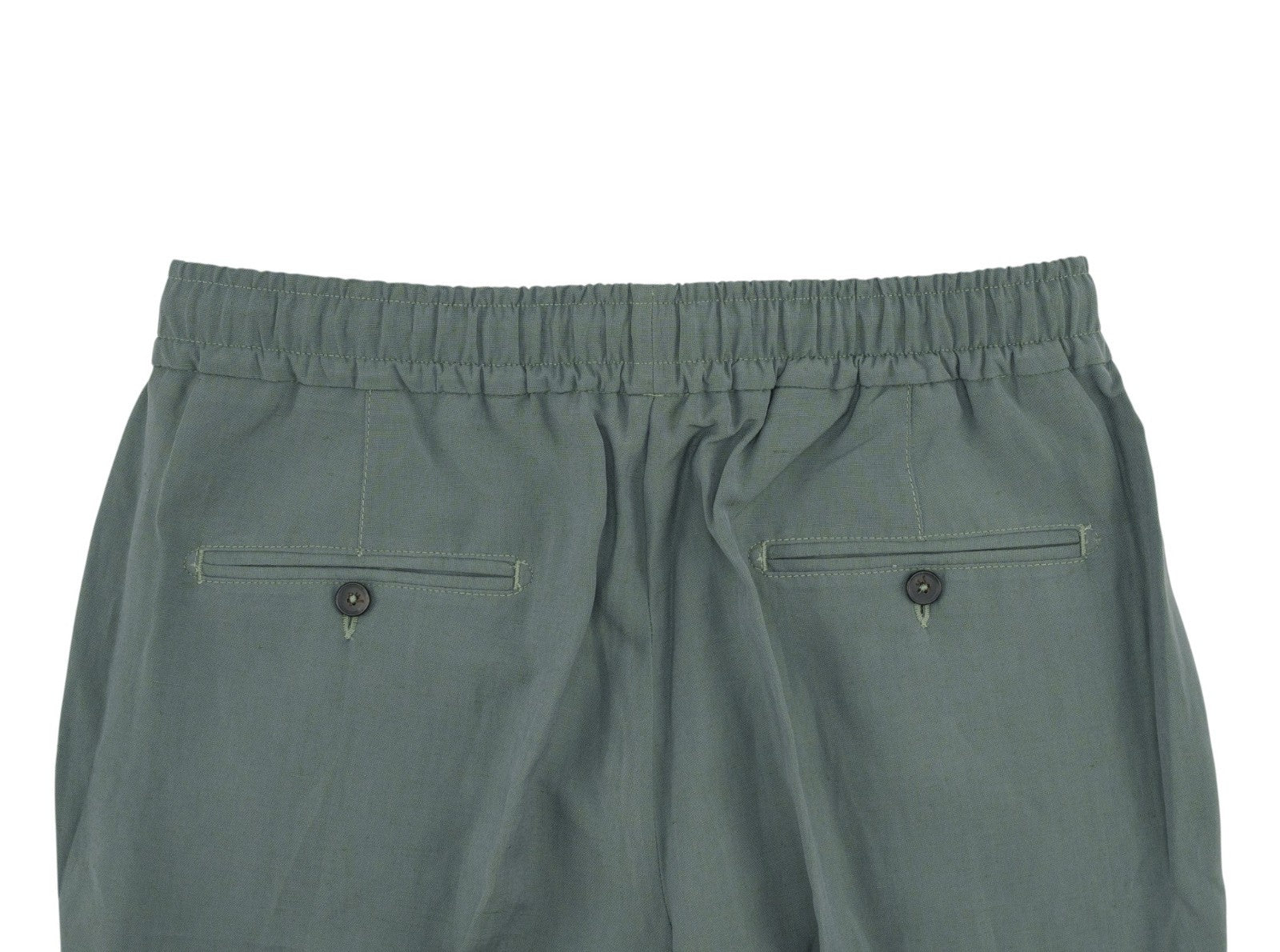 1300$ ISAIA NAPOLI Sage Green Drawstring Pant Wool - Linen 36 US / 52 EU