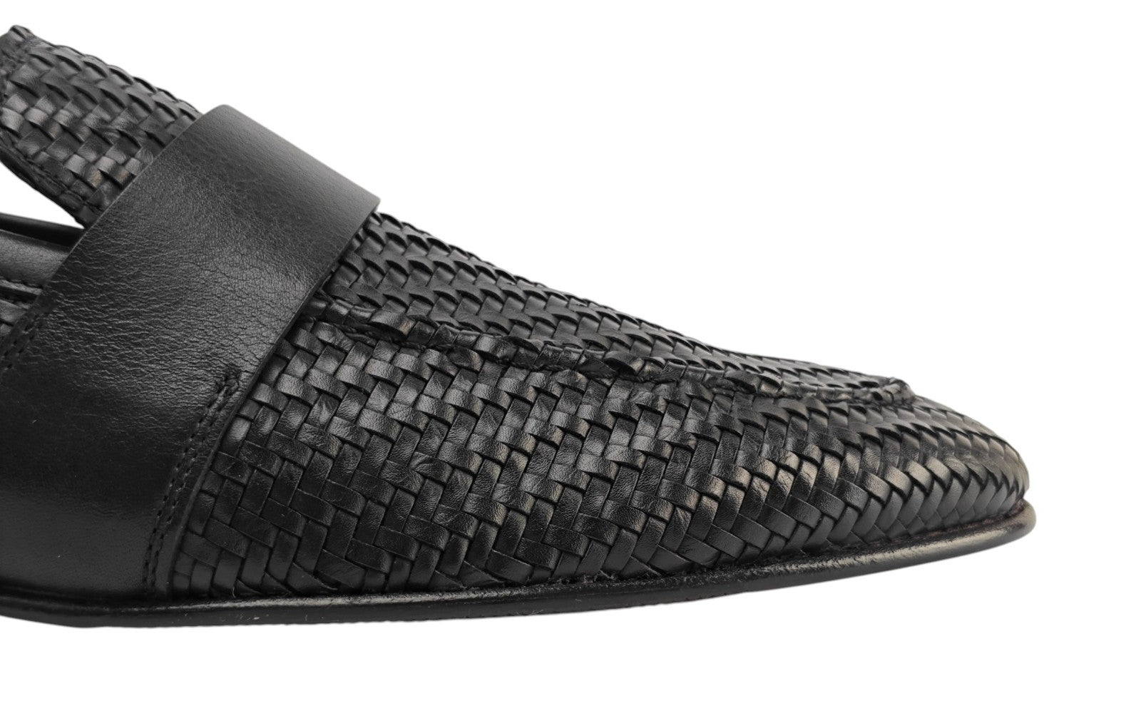 1300$ TESTONI BOLOGNA Loafer Shoes Woven Calf Black 8 UK / 9 US / 42 IT