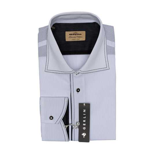 690$ LUXURY GERLIN Shirt White Striped Jacquard Cotton 16  41 3AN BIJAN