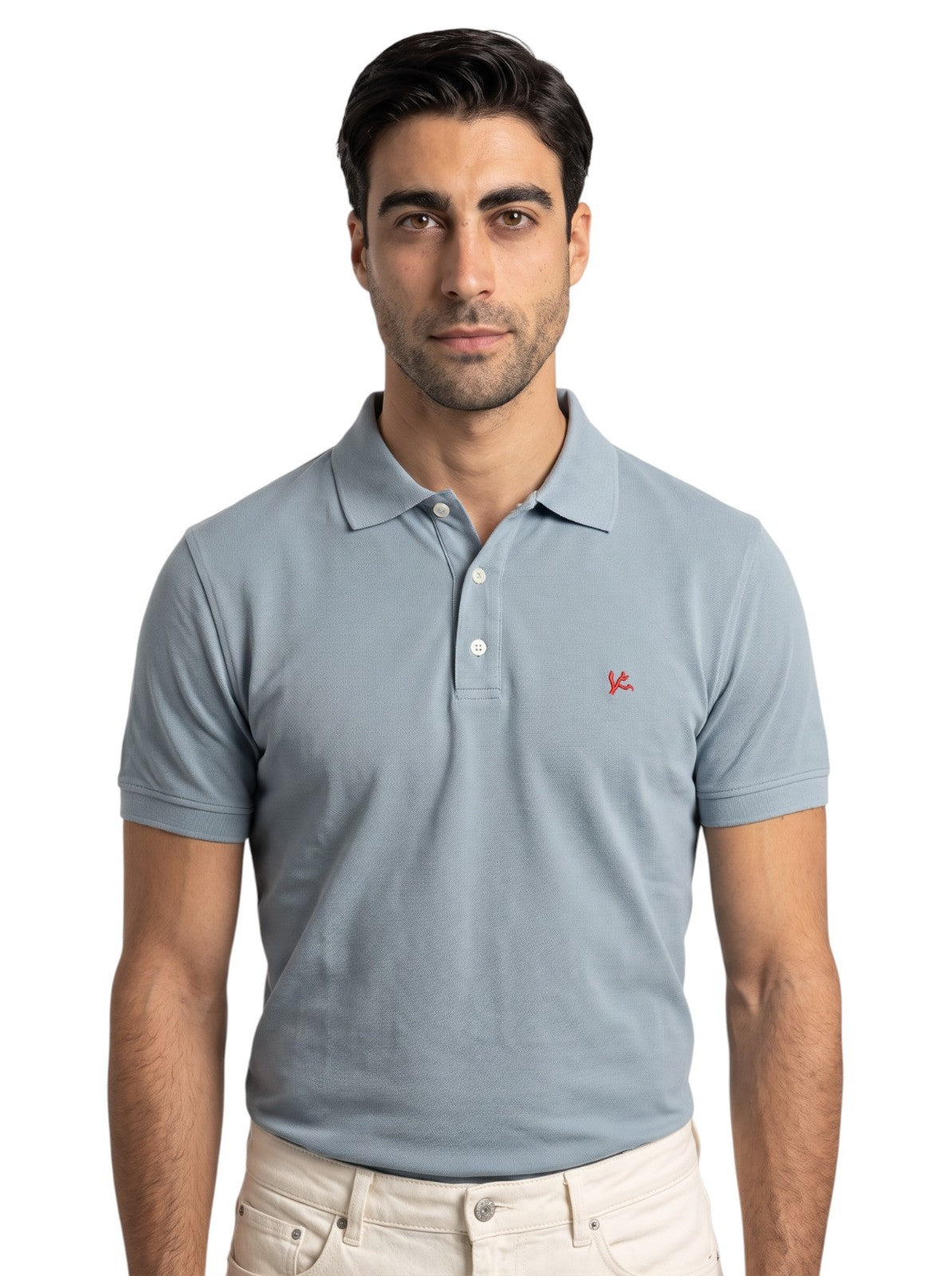 575$ ISAIA NAPOLI Garment Dyed Cotton Piquet Short Sleeve Polo Light Blue Size M
