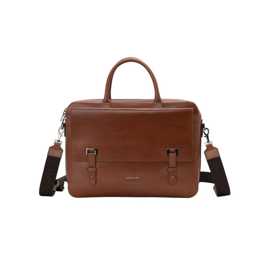 $1090 Testoni Bologna Caramel Briefcase PC Case Deluxe Antiqued Calf 