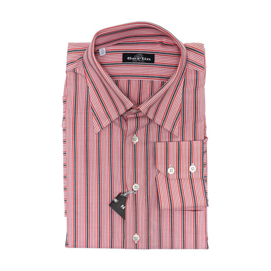 690$ LUXURY GERLIN Shirt Striped Red "Vesuvio" Cotton 16 - 41 5F BIJAN