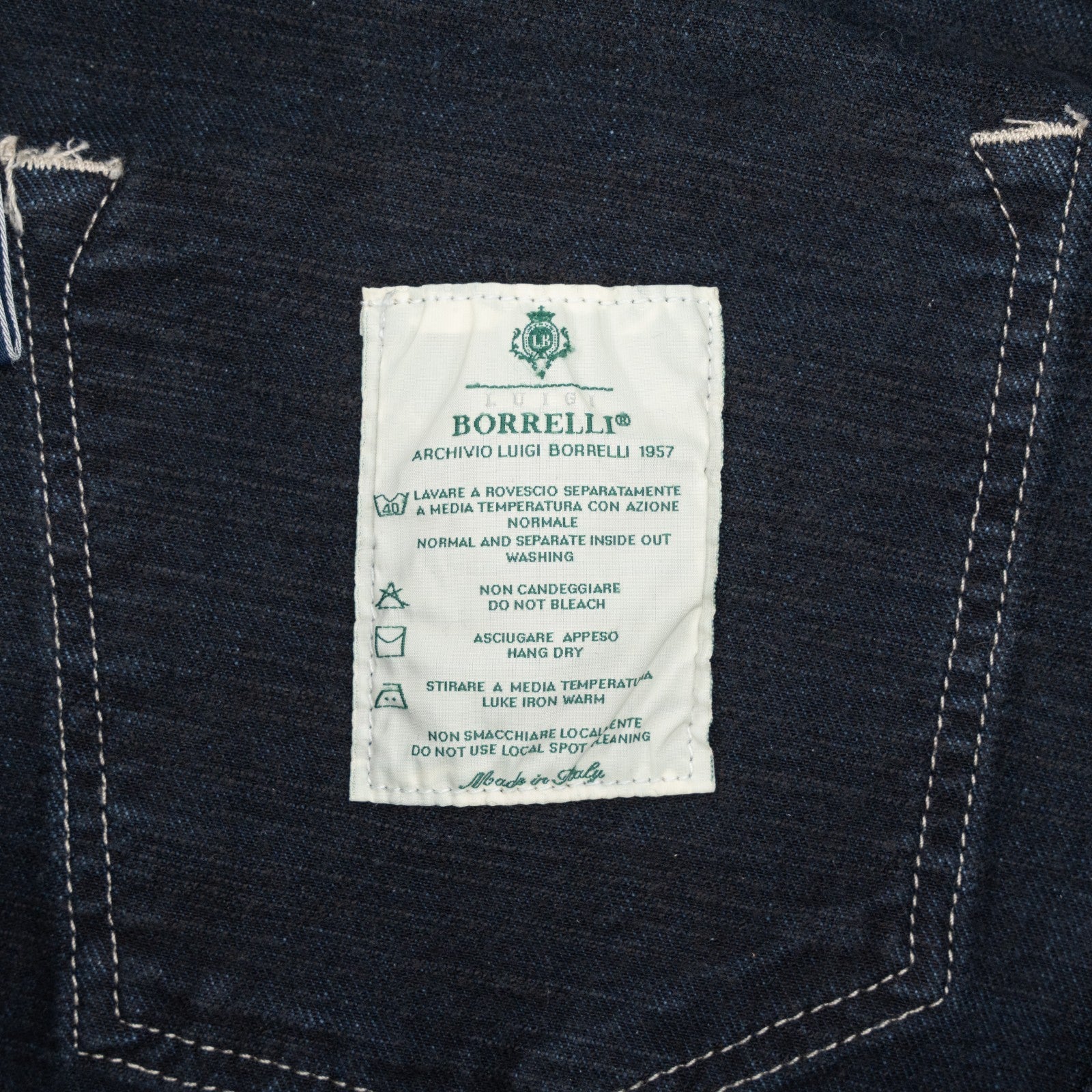 415$ LUIGI BORRELLI NAPOLI Blue Wash Denim Jeans Pant Cotton 34 US / 50 EU