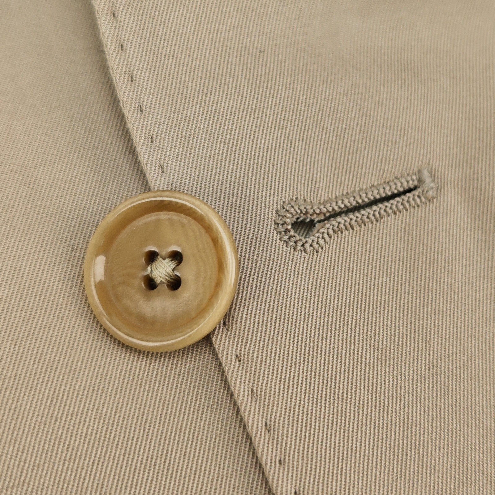 $1800 RAFFAELE CARUSO Beige Handmade 3/2 Roll Suit 100% Cotton 44 US / 54 EU