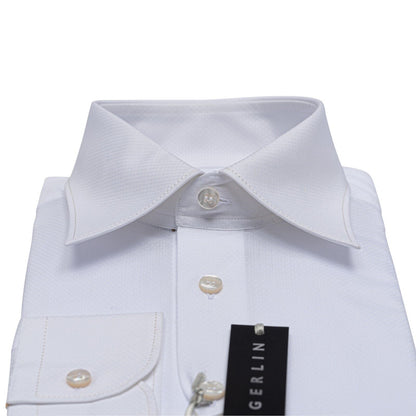LUXURY 690$ GERLIN Shirt White JACQUARD Cotton 16 - 41 1E ZILLI