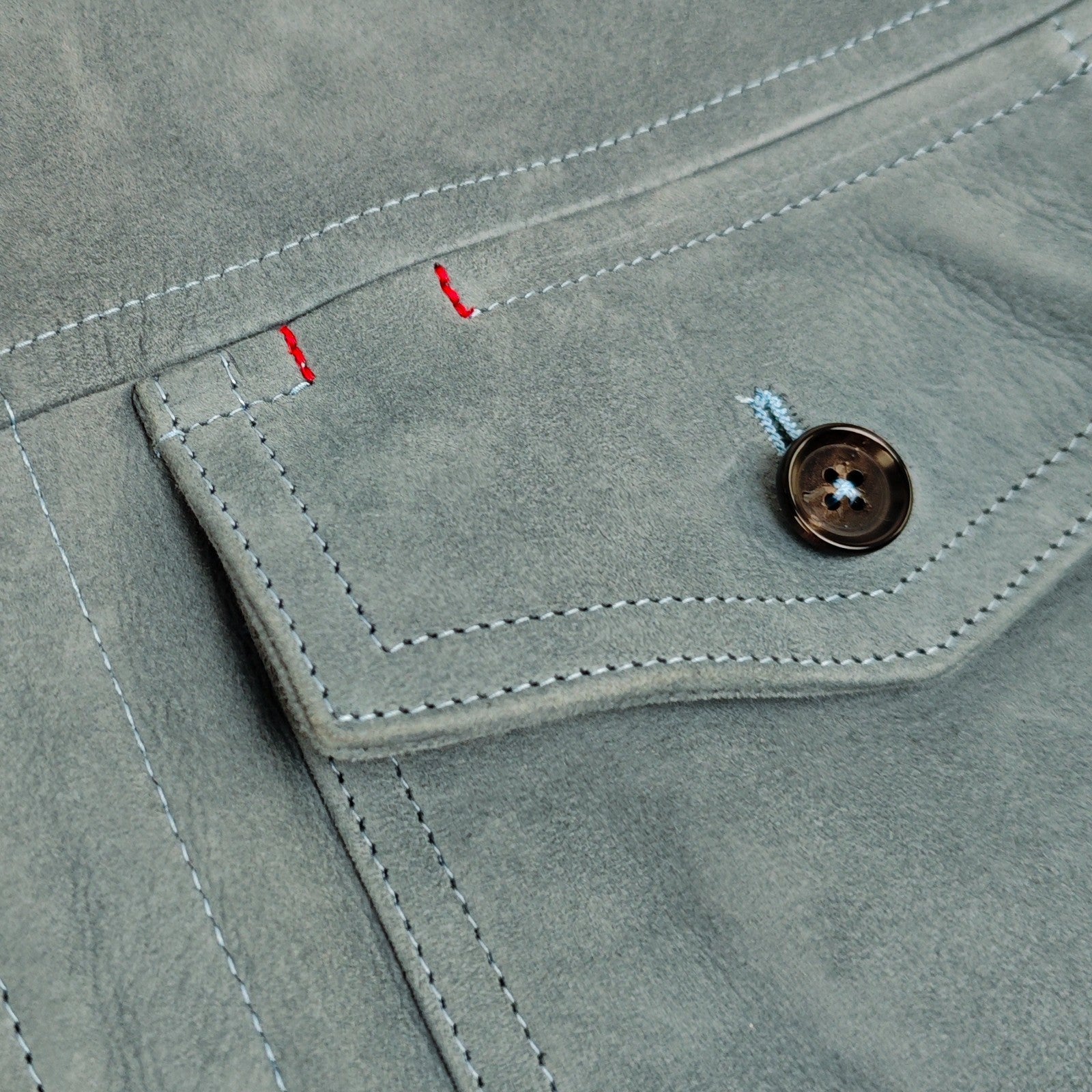 5500$ ISAIA Blue off Overshirt Jacket 100% Suede Lambskin Leather 38 US / 48 EU