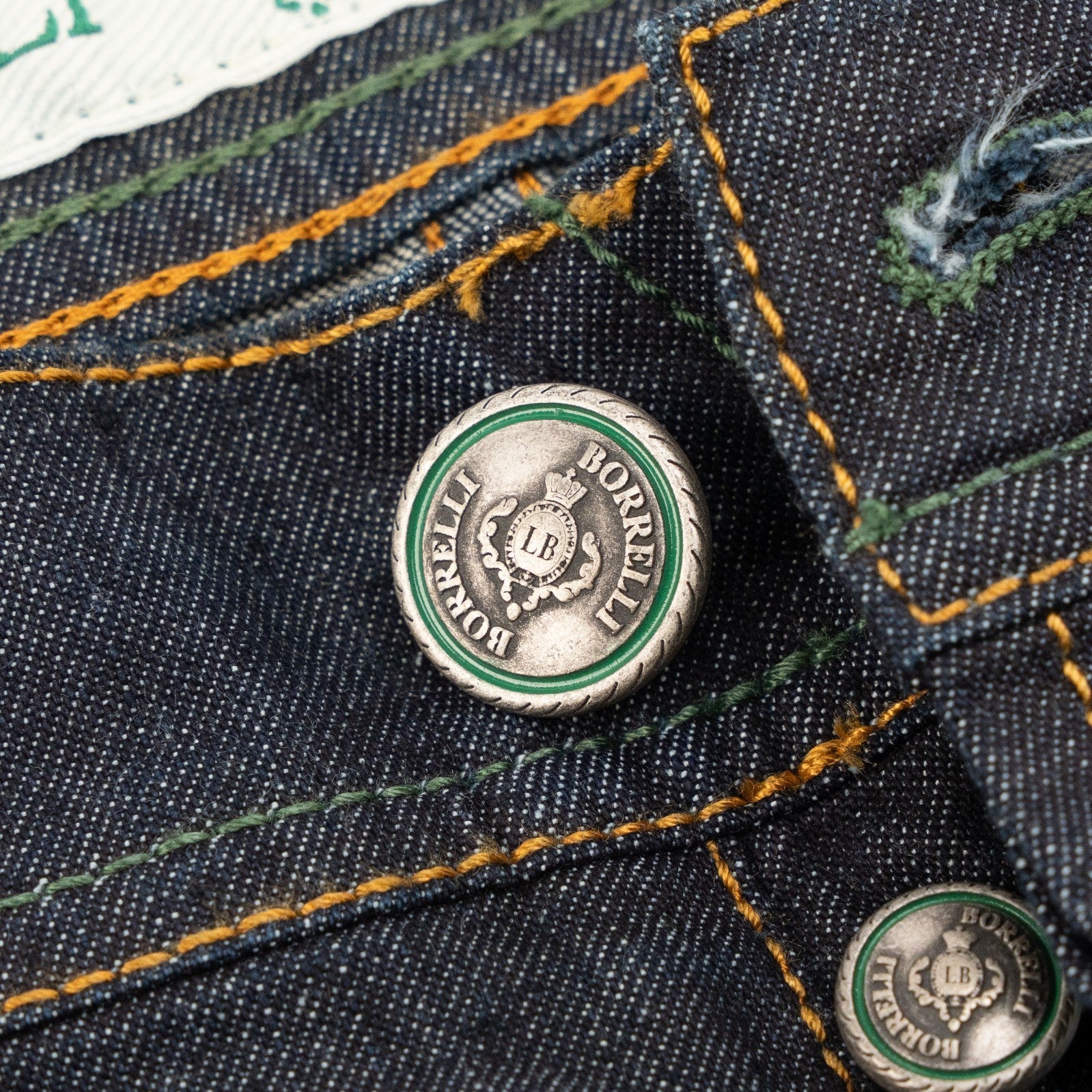 415$ LUIGI BORRELLI NAPOLI Raw Blue Denim Jeans Pant Cotton 34 US / 50 EU