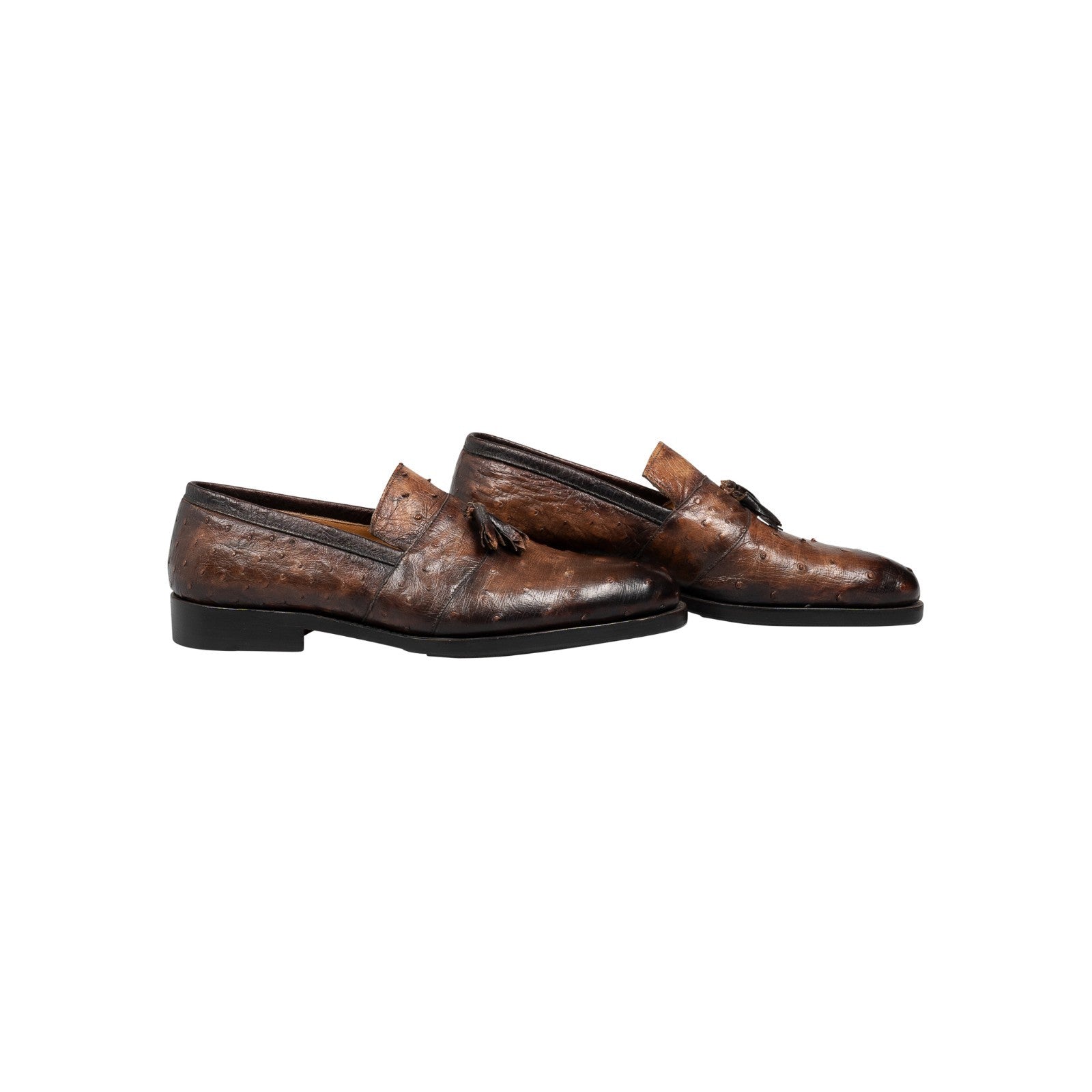 2200$ RUBINACCI London House Brown Ostrich Leather Loafers Goodyear 7 UK  (2)