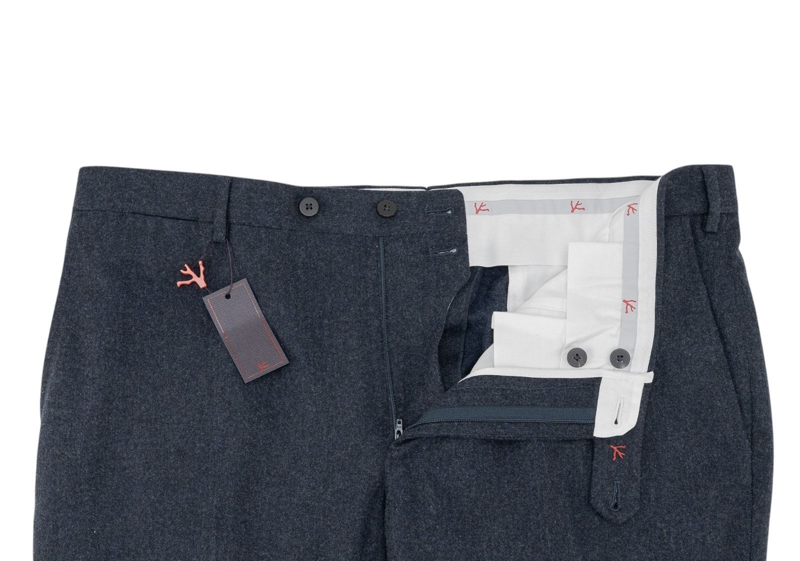 1850$ ISAIA Hand-Sewn Tapered Dress Pant Wool Cashmere Blue 42 US / 58 EU