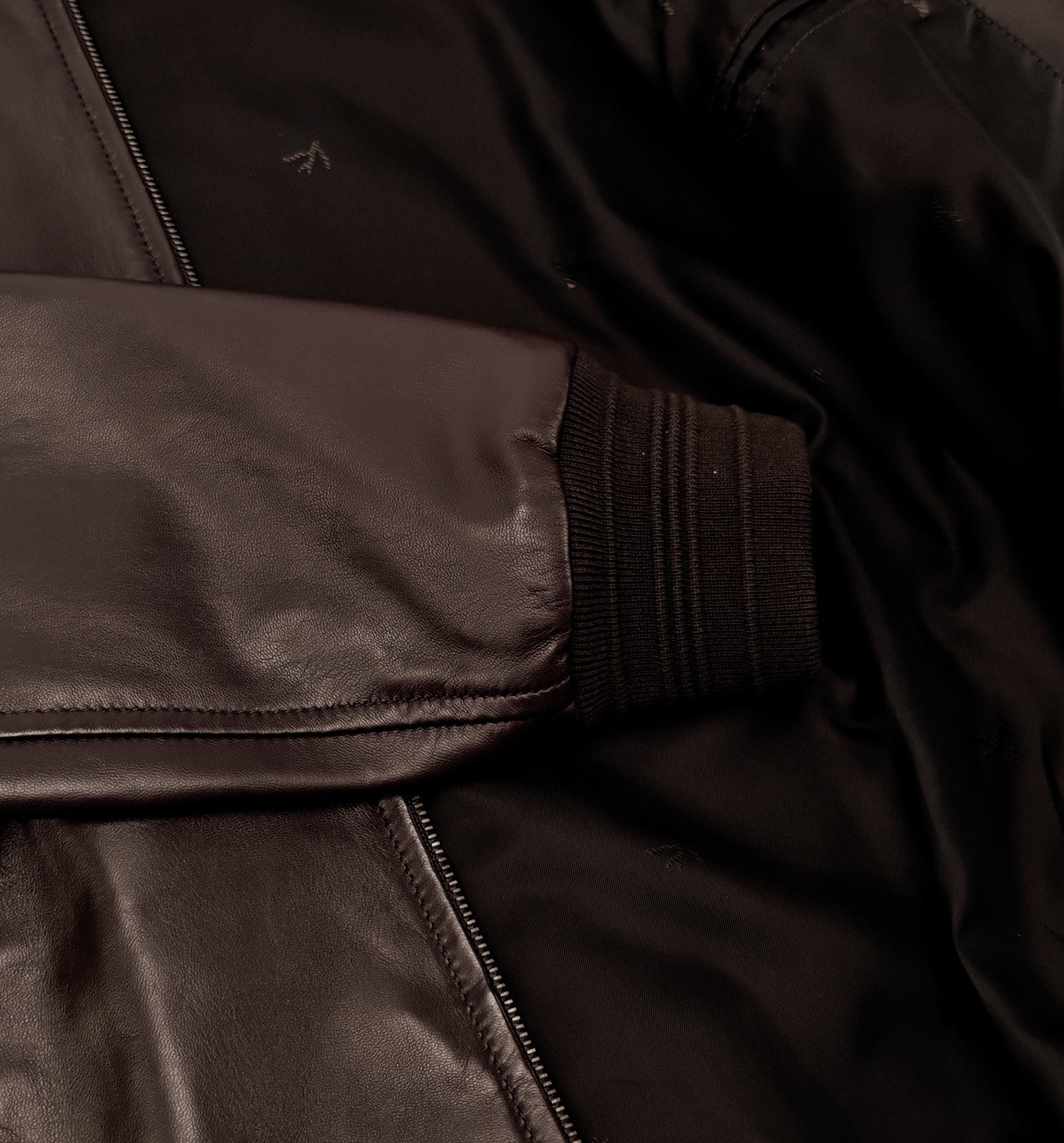 $6250 ISAIA NAPOLI Brown Zip Bomber Jacket Soft Lambskin Leather 40 US / 50 EU