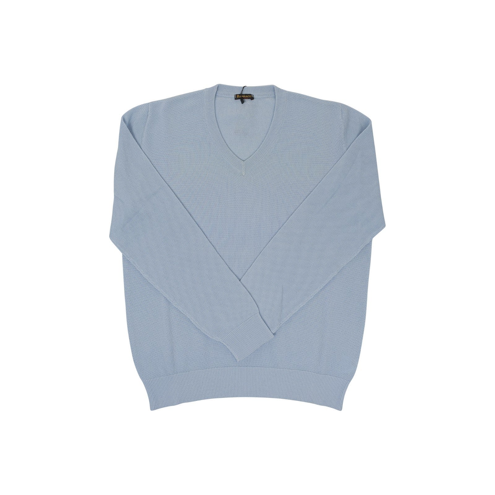 420$ RUBINACCI NAPOLI Light Blue Sweater V-Neck Knit Cotton