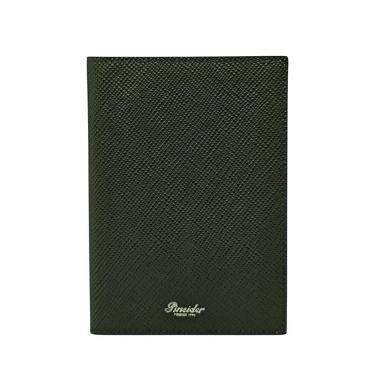 220$ PINEIDER FIRENZE 1774 Passport Holder Saffiano Grain Calf Serpentino Green