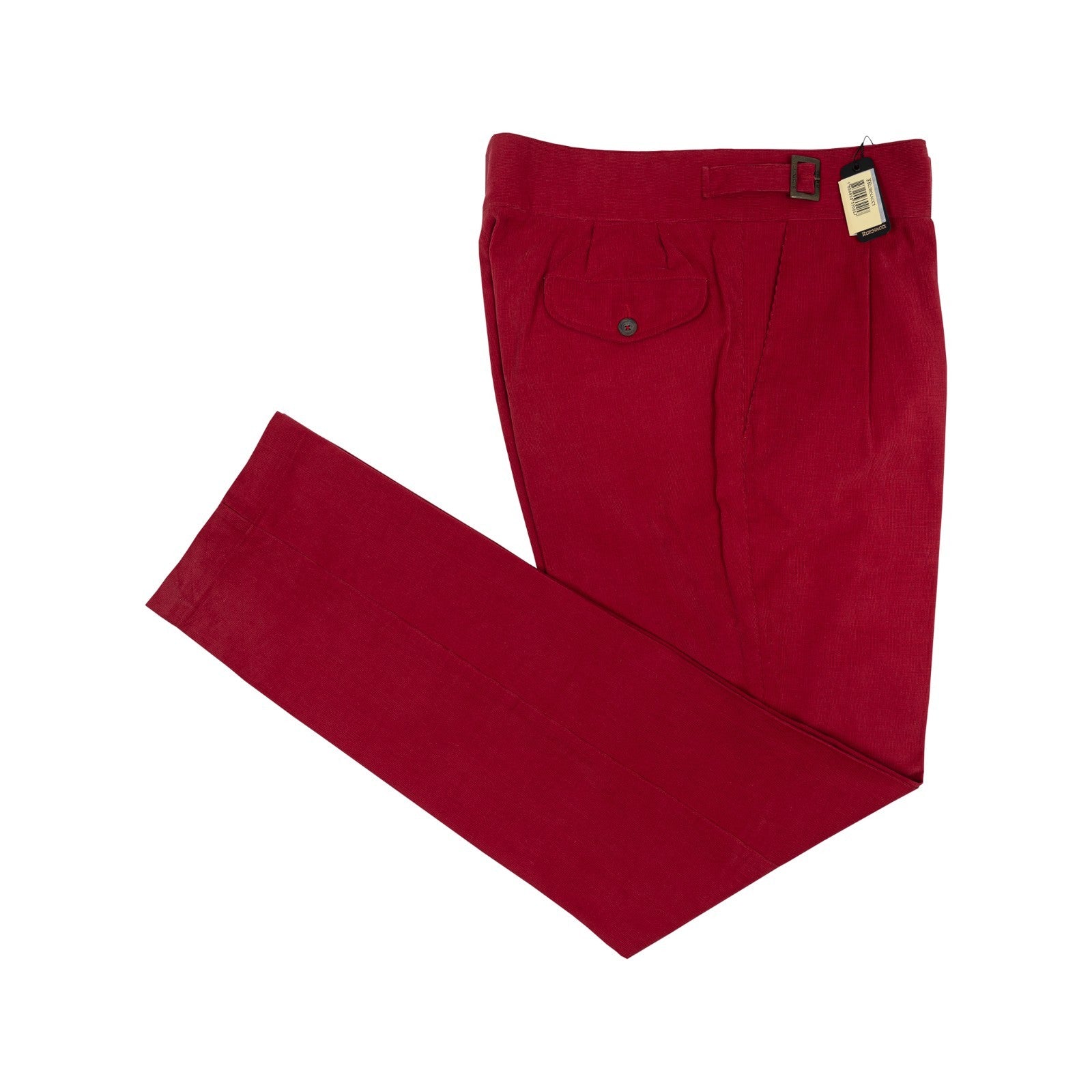 625$ RUBINACCI NAPOLI "Manny" Red Corduroy Cotton High Rise Trouser Pant Gurkha