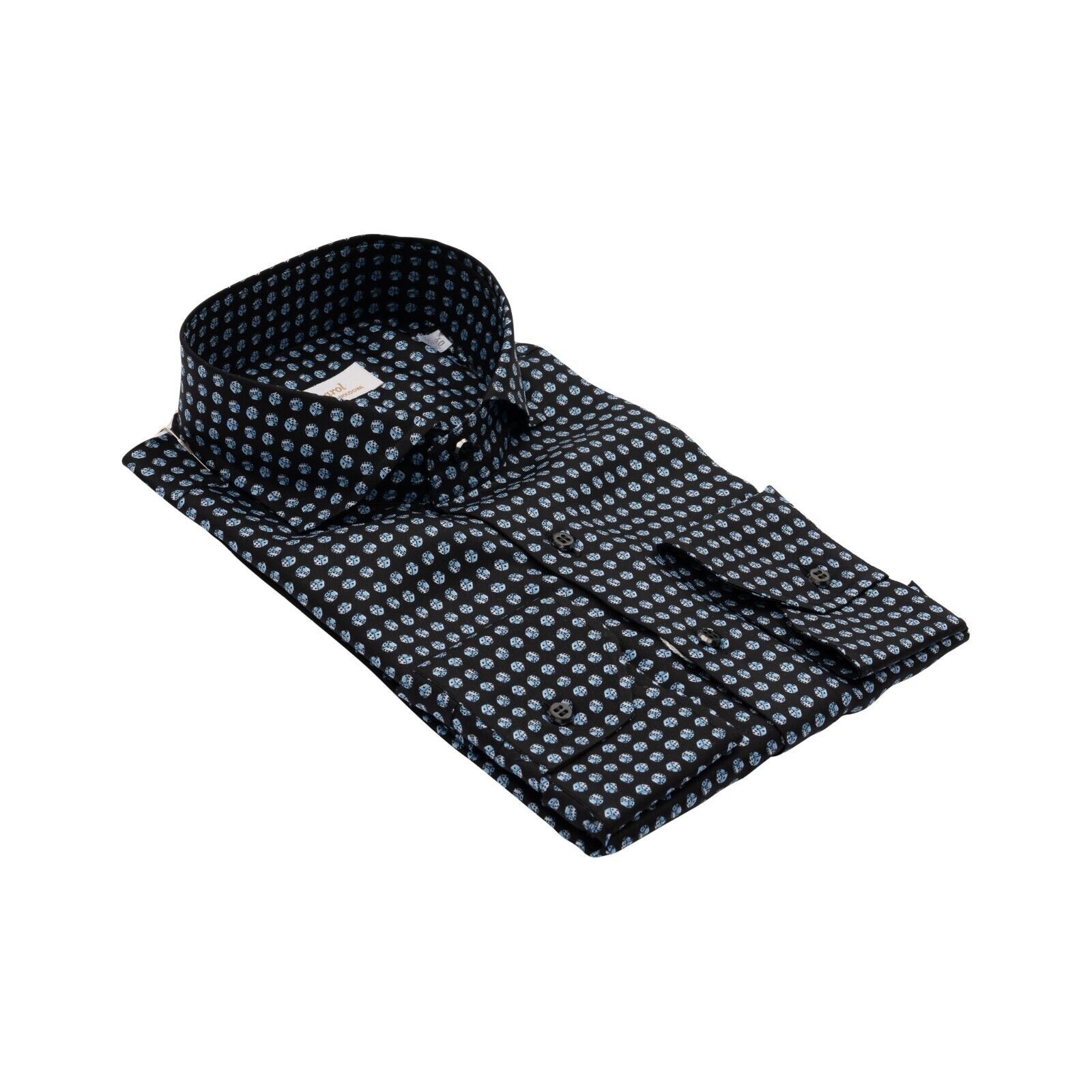 1400$ MAROL BOLOGNA Shirt Black "Gaming Dice" 100% COMO SILK Satin  15.75 - 40