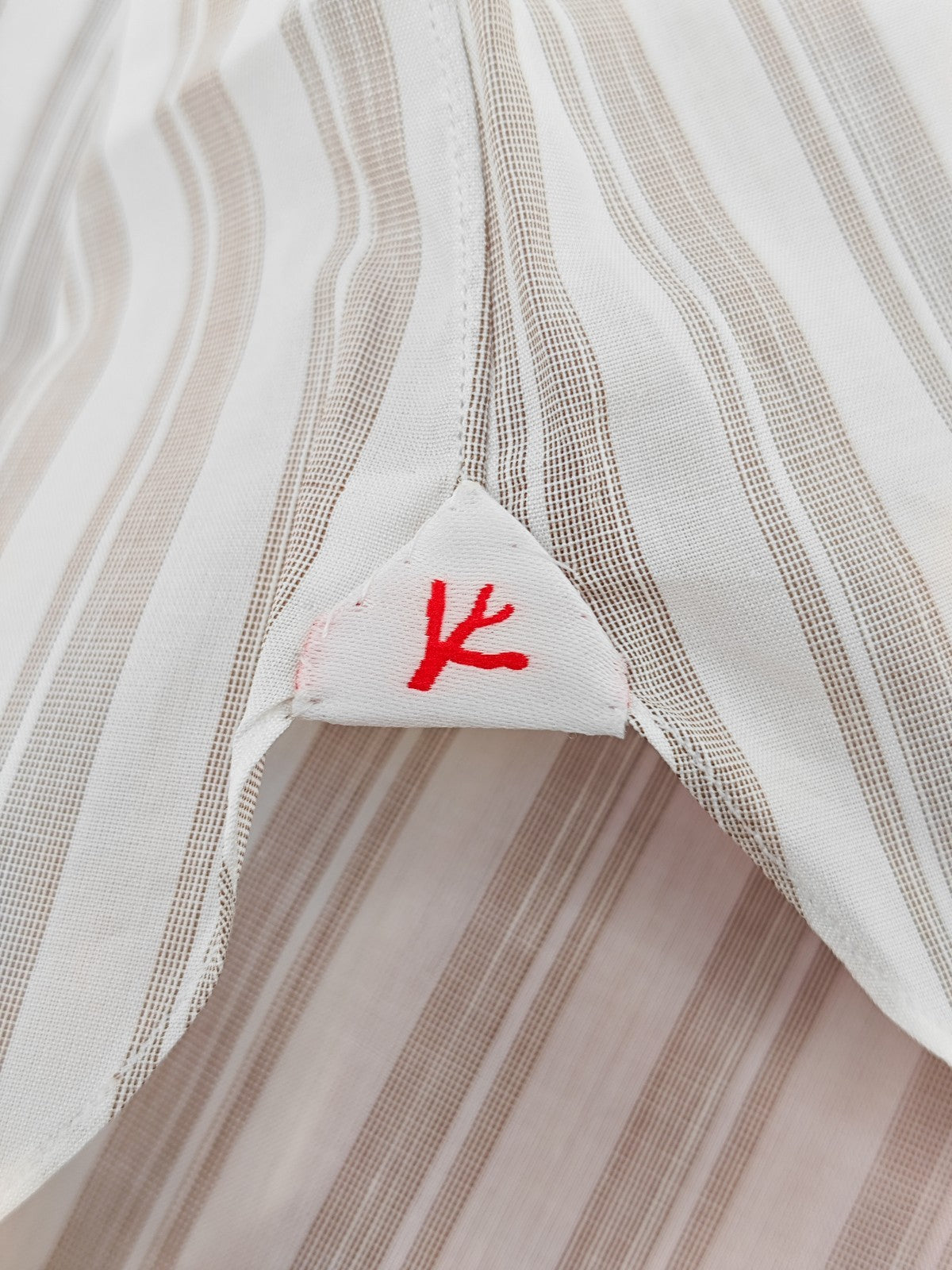 730$ ISAIA NAPOLI "Mix" Dress Shirt White - Beige Striped Fine Cotton 16 - 41