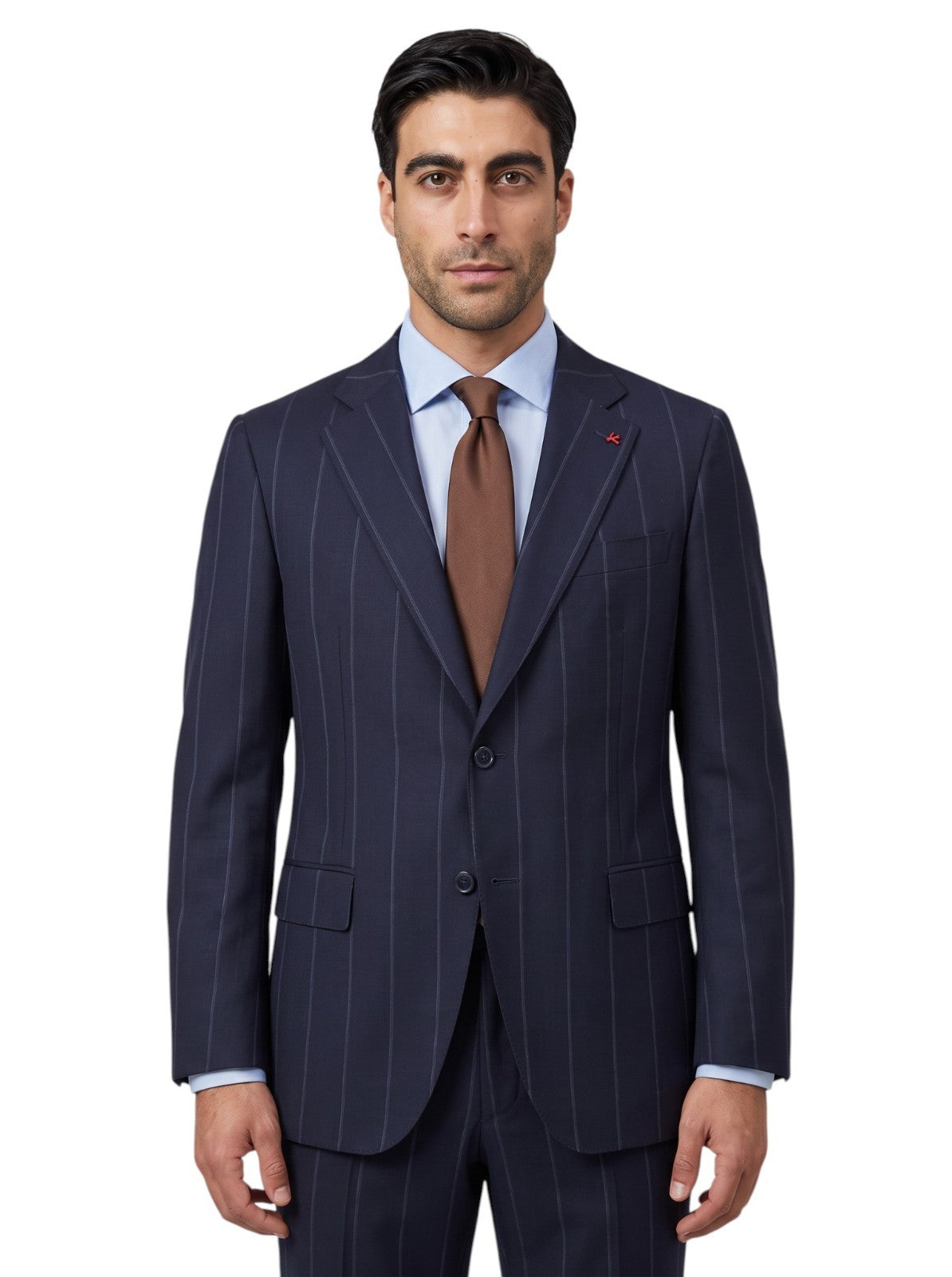 $6700 ISAIA "Gregorio" Dark Blue Suit Fine Wool Striped 42 US / 52 EU 8R