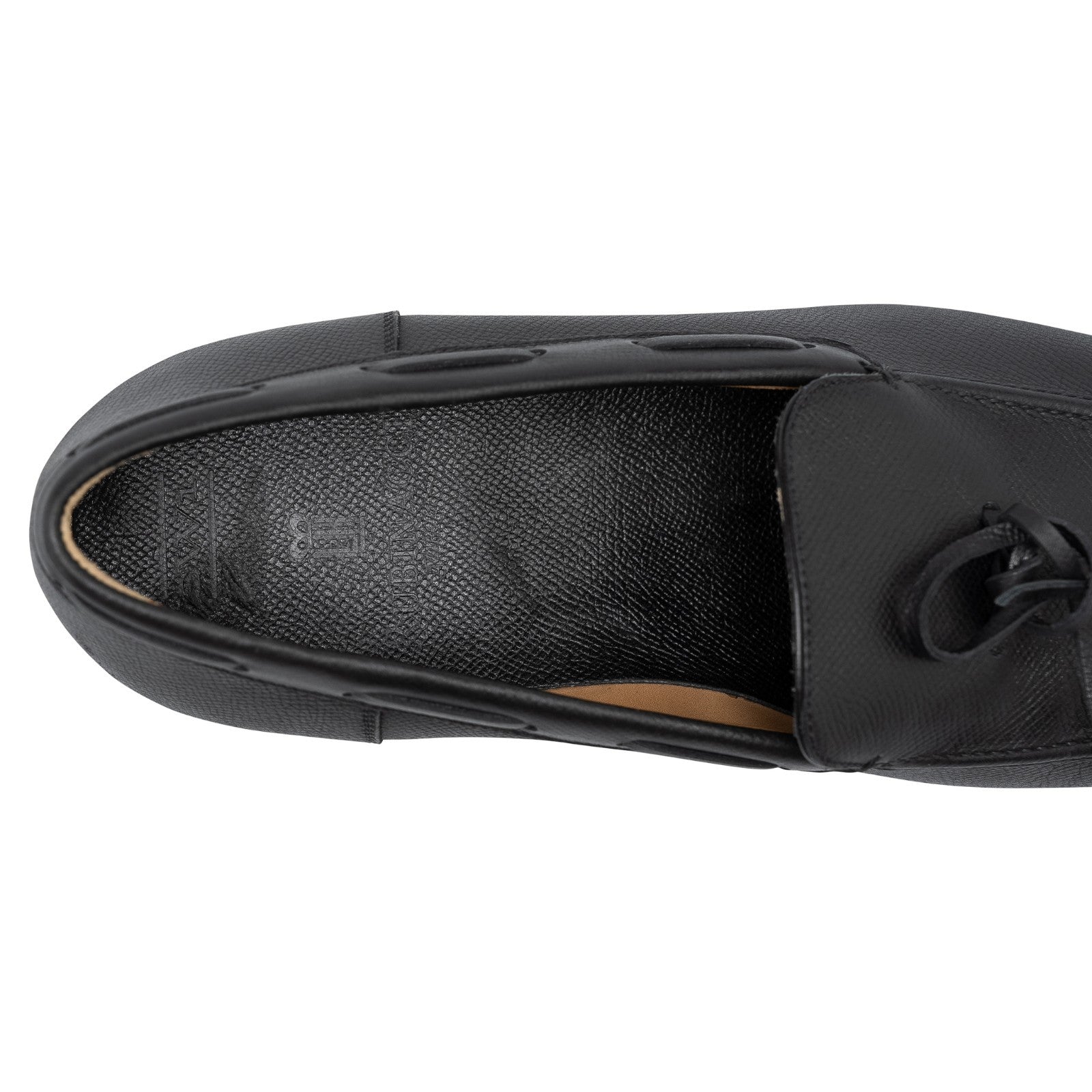 950$ RUBINACCI Napoli Black Grain Leather Tassel Loafers Slip-On Dress Shoes