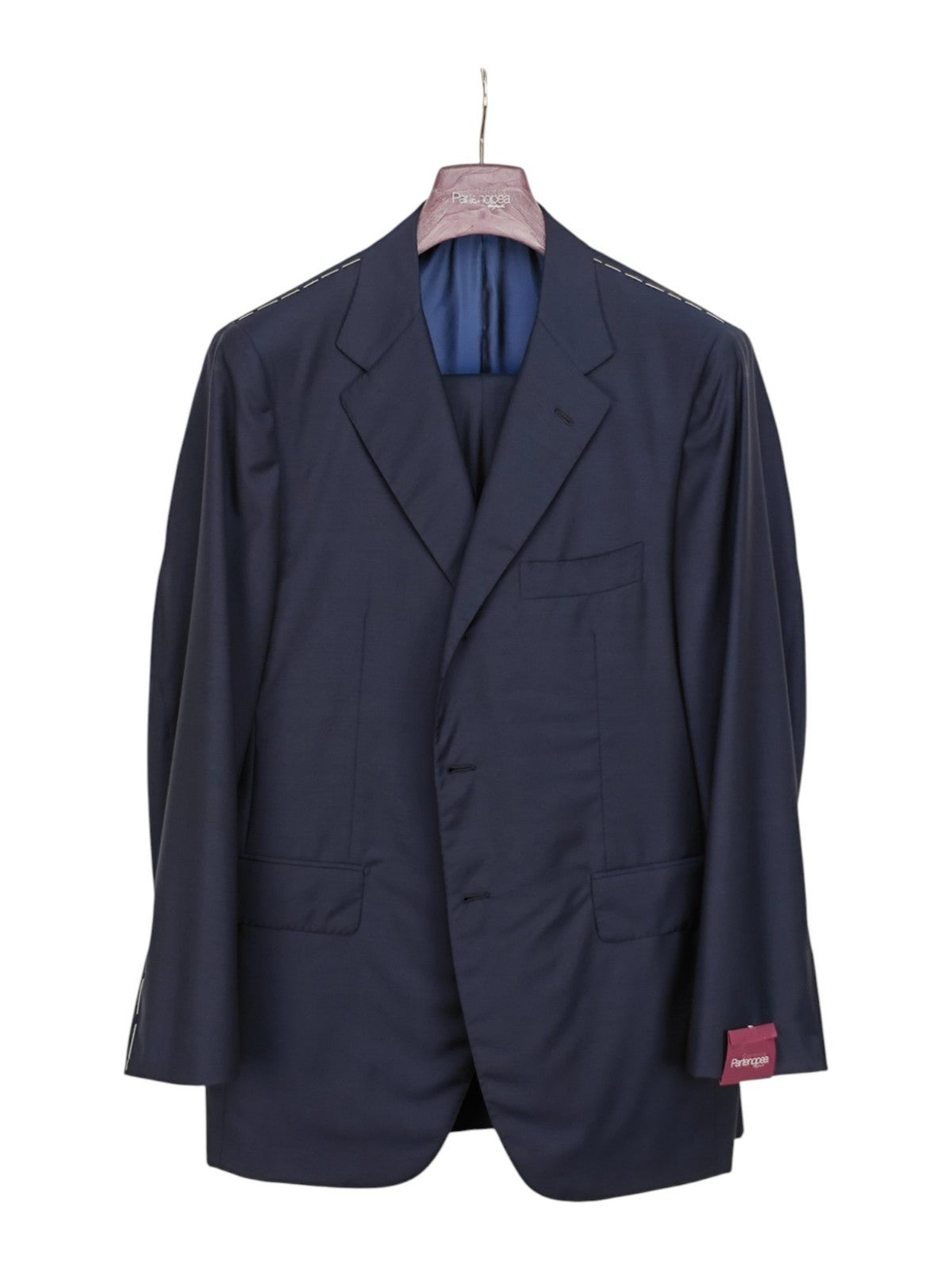 $2700 SARTORIA PARTENOPEA NAPOLI Blue Navy Handmade Suit Wool 140's  44 US 54 EU