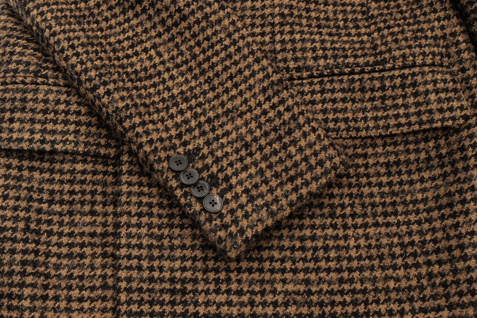 $1300 EIDOS by ISAIA NAPOLI Brown Houndstooth Overcoat Wool Mohair 38 US / 48 EU