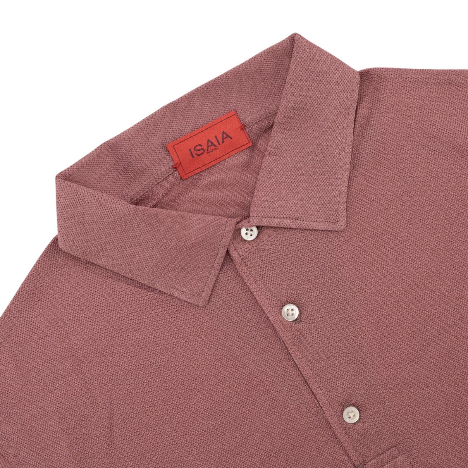 575$ ISAIA NAPOLI Garment Dyed Cotton Piquet Short Sleeve Polo Antique Pink