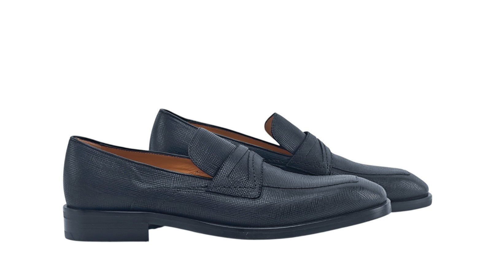 1250$ TESTONI BOLOGNA Blue Loafer Shoes Saffiano Soft Calf 8 UK / 9 US / 42 IT