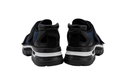 1450$ GIORGIO ARMANI Sneakers Shoes Tech Suede Strapped Blue Black Lug Sole