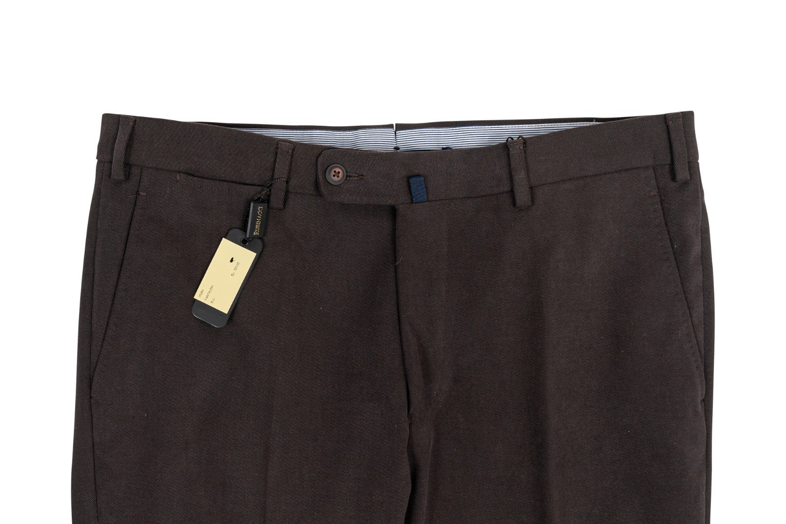 625$ RUBINACCI NAPOLI Dark Brown Dress Pant Cotton Twill 34 US / 50 EU