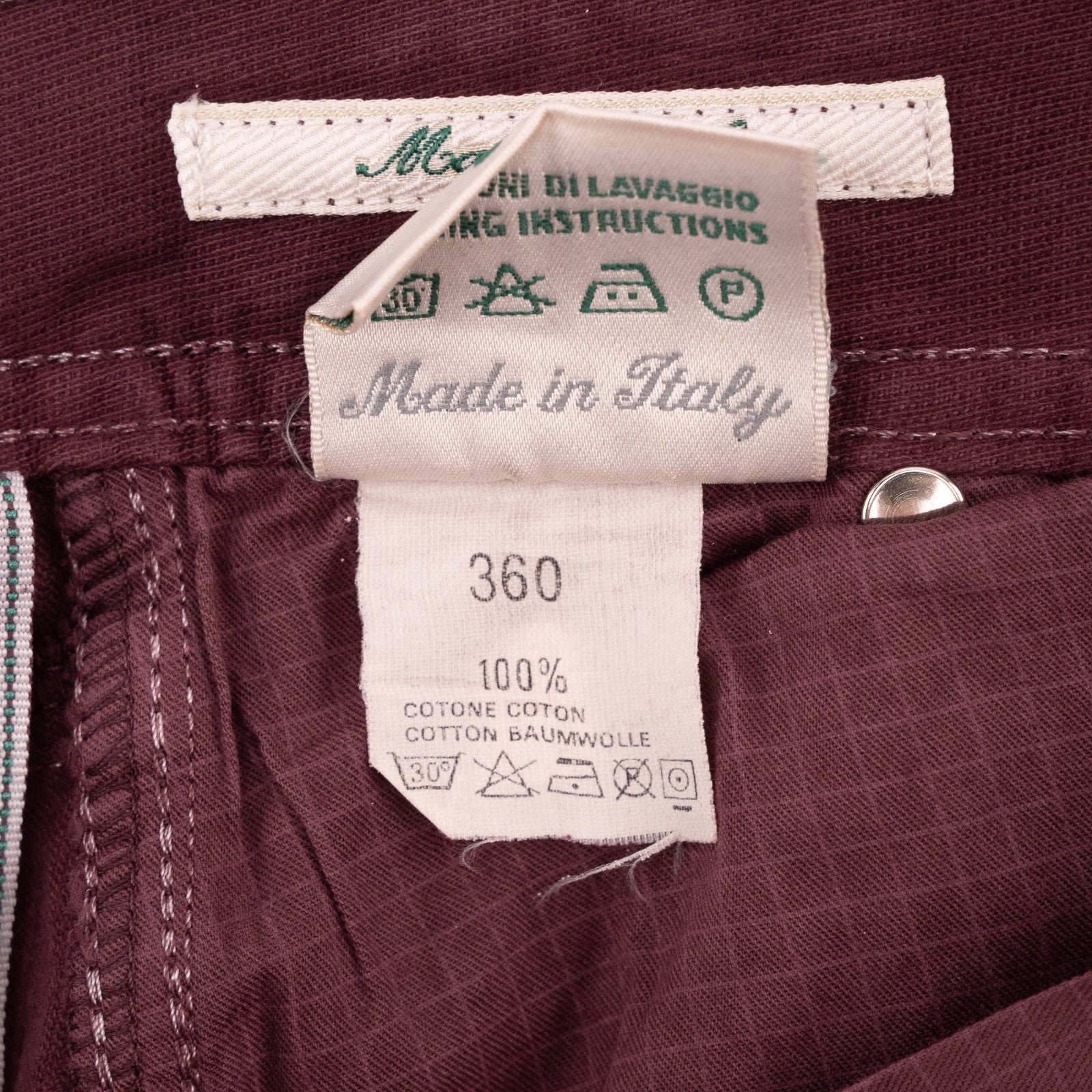 415$ LUIGI BORRELLI NAPOLI Burgundy Jeans Cotton 36 US / 52 EU - Made in Italy