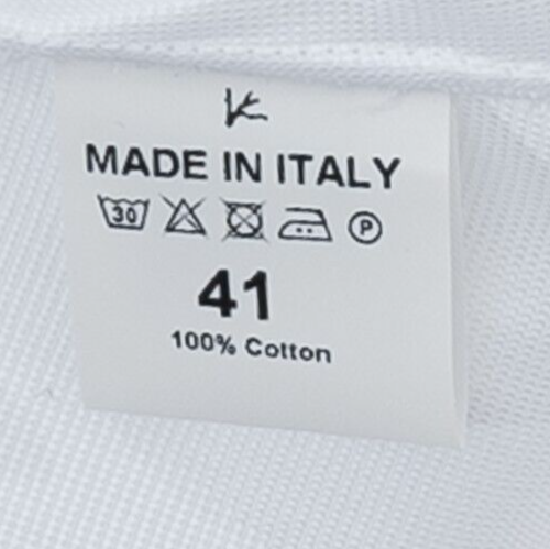 690$ ISAIA NAPOLI "Mini Coral Logo" White Hand-Sewn Casual Shirt Cotton 16 - 41