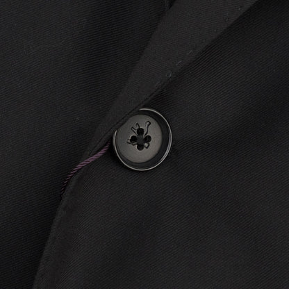 $7150 ISAIA "Sanita" Black Suit Hand-Sewn Fine Wool Aquaspider Water Repellent