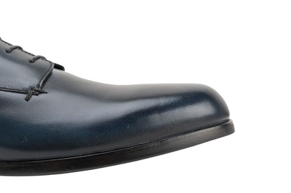 1200$ TESTONI Derby Shoes Grain Brushed Calf Blue Navy 8 UK / 9 US / 42 IT