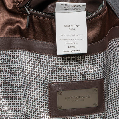 $4200 HETTABRETZ Gray Coat Wool Leather Silk Water-resistant 40 US / 50 EU Slim