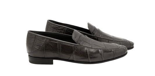 4500$ MARTEGANI 1891 Loafer Shoes 100% ALLIGATOR Gray 7.5 UK / 8.5 US / 41.5 IT