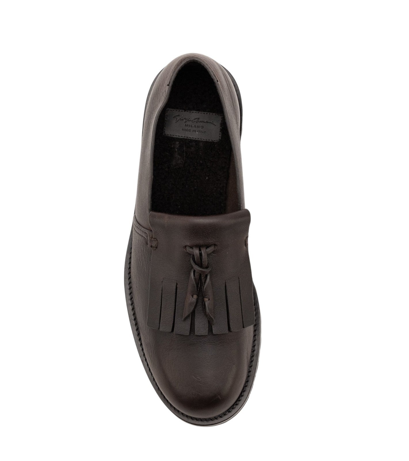 1400$ GIORGIO ARMANI Loafers Shoes Fringe Brown Leather 8.5 UK 7.5 US 40.5 IT