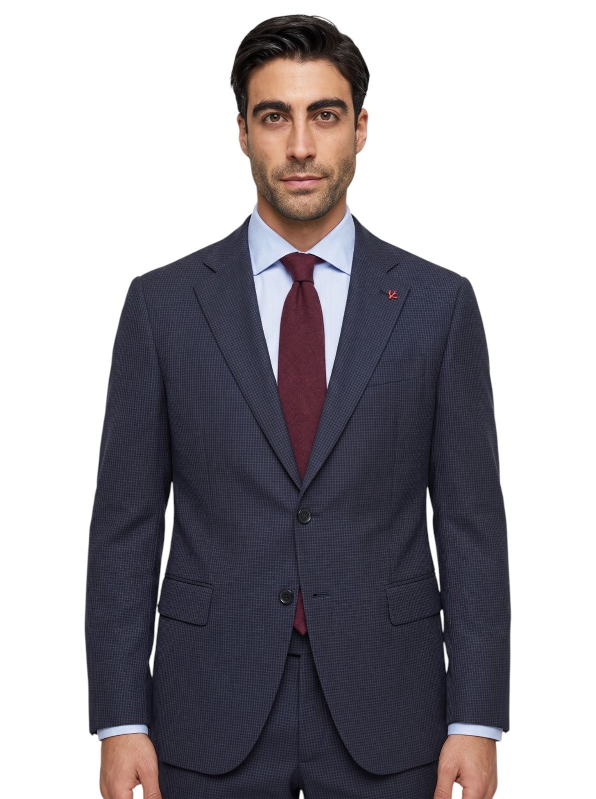$6700 ISAIA "Gregorio" Dark Blue Suit Checks Fine Wool / Silk 38 US / 48 EU 7R