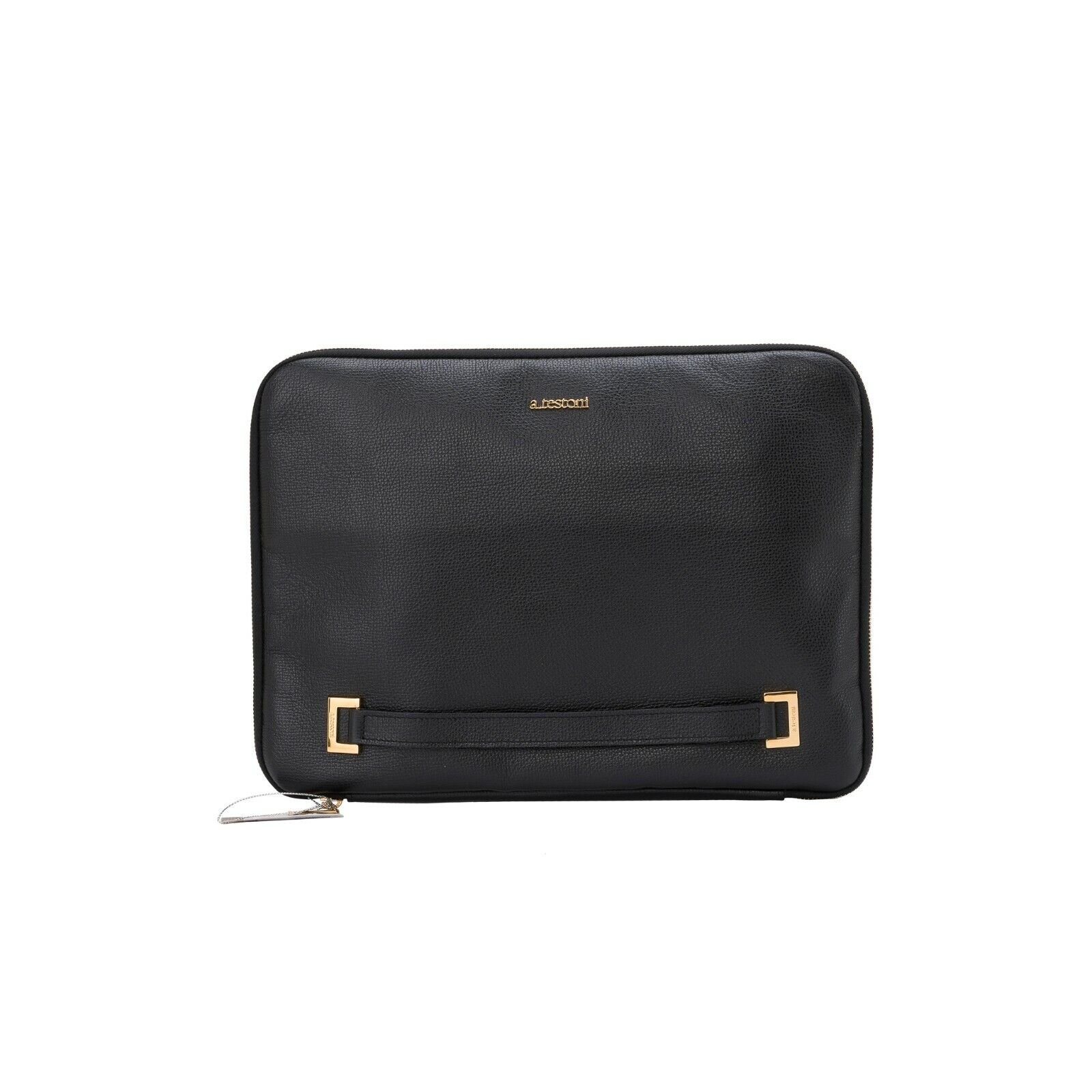 $620 Testoni Bologna Black Karibu Calf Clutch Bag / Document Holder + PC case