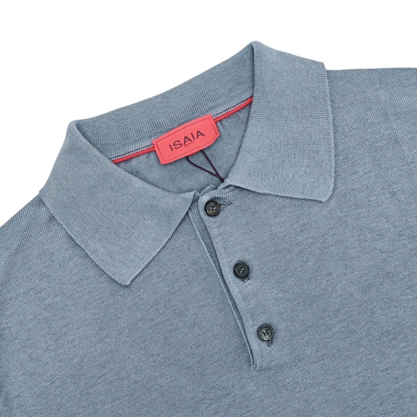 2100$ ISAIA NAPOLI Ice Blue Polo Sweater Long Sleeve 100% Silk Size M