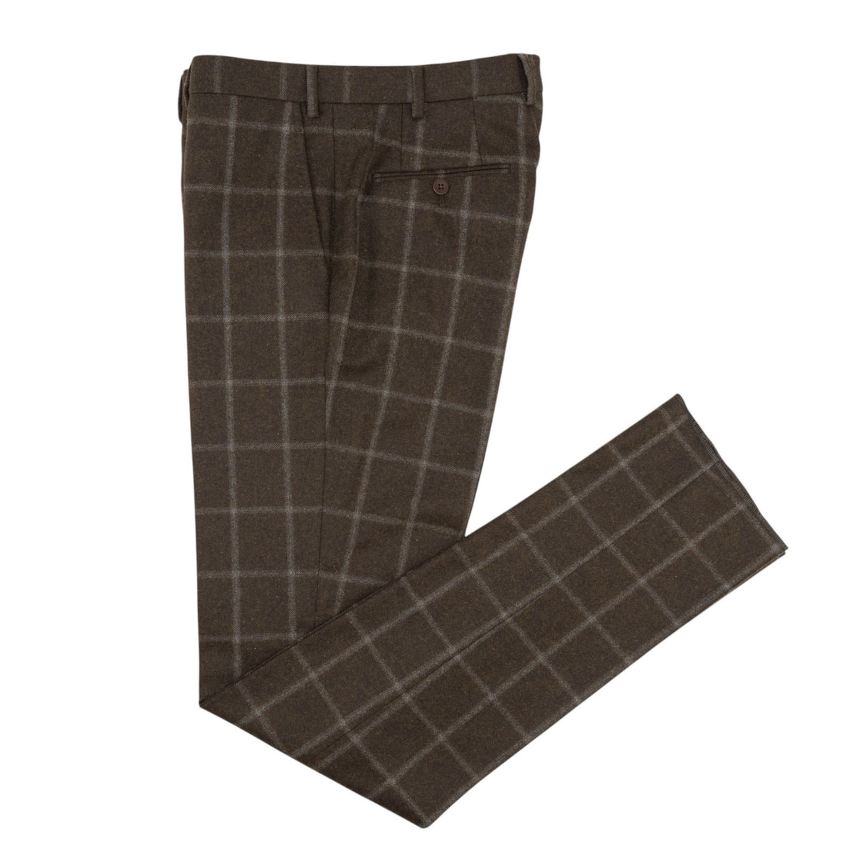 $6600 ISAIA "Capri" Dark Brown Suit Flannel Wool Windowpane 38 US / 48 EU 7R