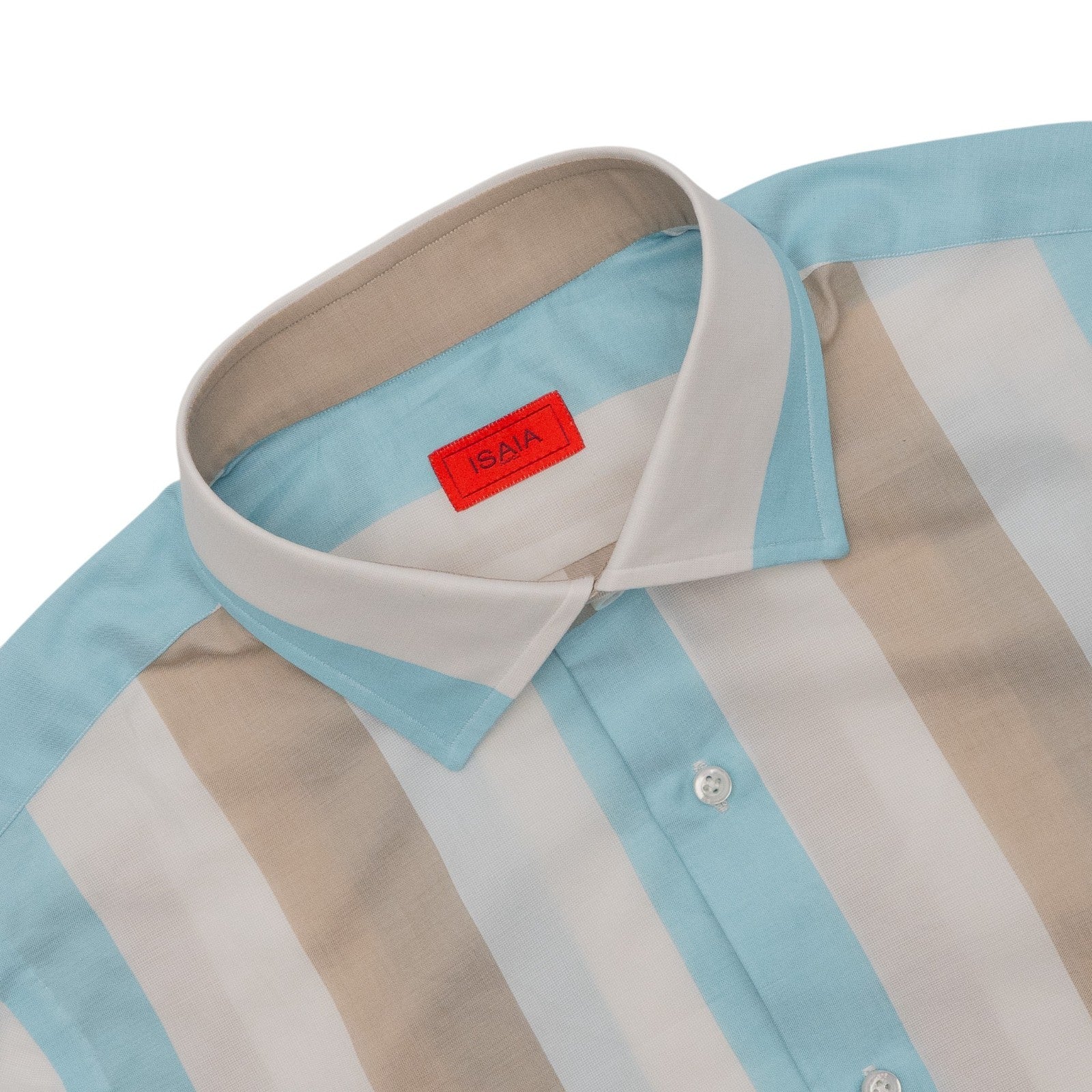 780$ ISAIA NAPOLI "Mix" Dress Shirt Blue Striped Fine Cotton 15.5 - 39