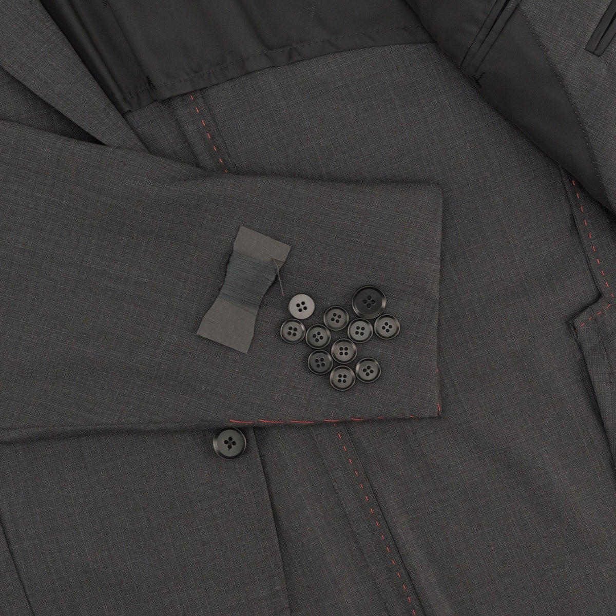 $6550 ISAIA NAPOLI "Capri" Charcoal Gray Suit Hand-Sewn Fine Wool Micro Checks