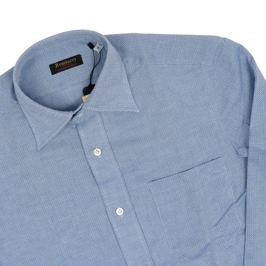 650$ RUBINACCI NAPOLI "Vintage Archive" Blue Hand-Sewn Shirt Cotton Size S  5R