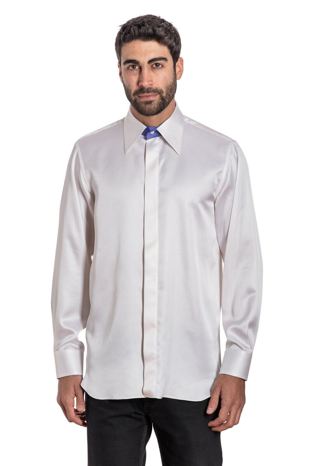 ITALIAN LUXURY 1400$ GERLIN Shirt 100% Silk Ivory ZILLI