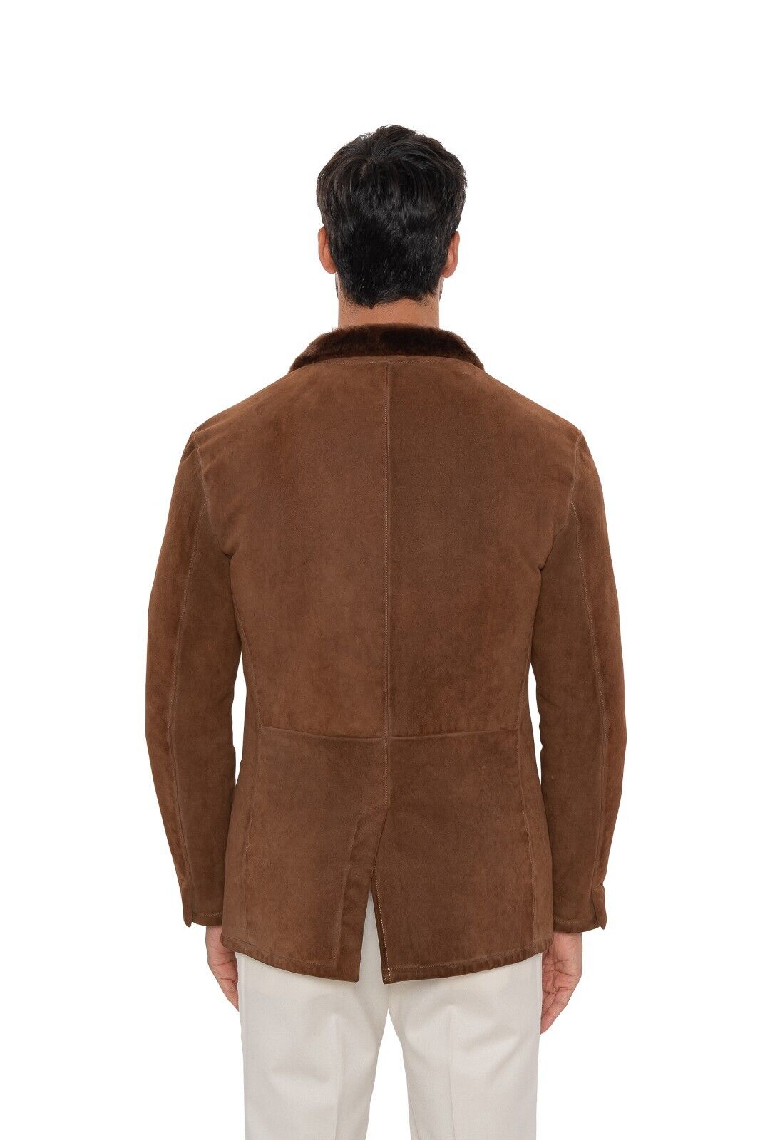 7.5K ISAIA NAPOLI Brown Jacket Coat 100% Suede Lambskin / Fur 36 US / 46 EU