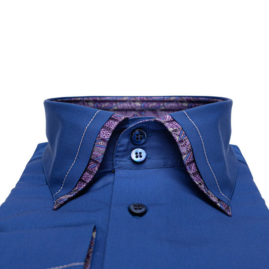 950$ AVI ROSSINI by GERLIN Shirt Blue Point Collar Cotton + Silk   ZILLI