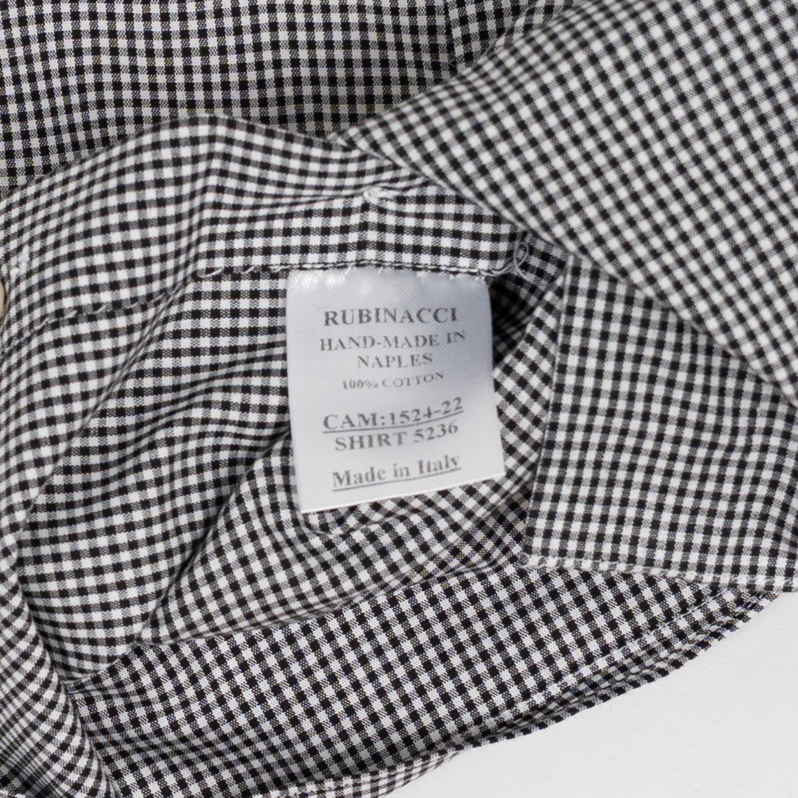 670$ RUBINACCI NAPOLI "Wall Street" White / Gray Hand-Sewn Point Shirt Cotton