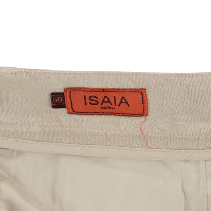 725$ ISAIA NAPOLI Beige 5 Pocket Trouser Pant Cotton Linen Regular Fit