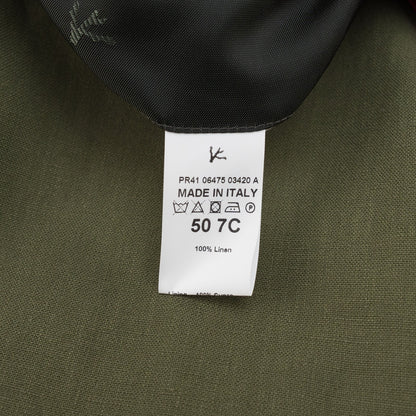 $8395 ISAIA "Domenico" Green Double Breasted Suit 100% Linen 40 US / 50 EU  7C