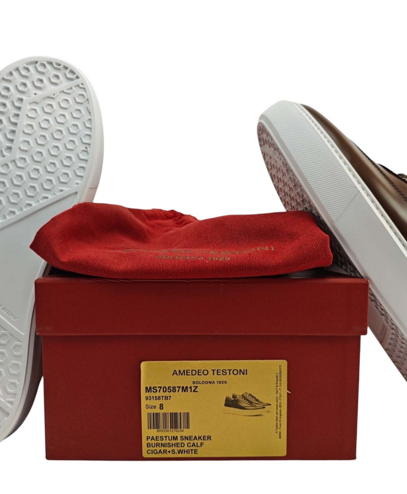 950$ TESTONI "Paestum" Brown Sneaker Burnishe Calf + Suede  8 UK  10 US  42 IT